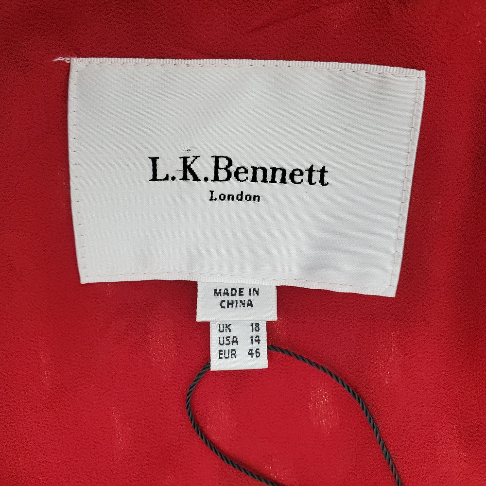 NEW L.K. BENNETT WOMEN’S SIZE 14 EVE CRANBERRY SHORT SLEEVE SILK DRESS - Picture 9 of 11